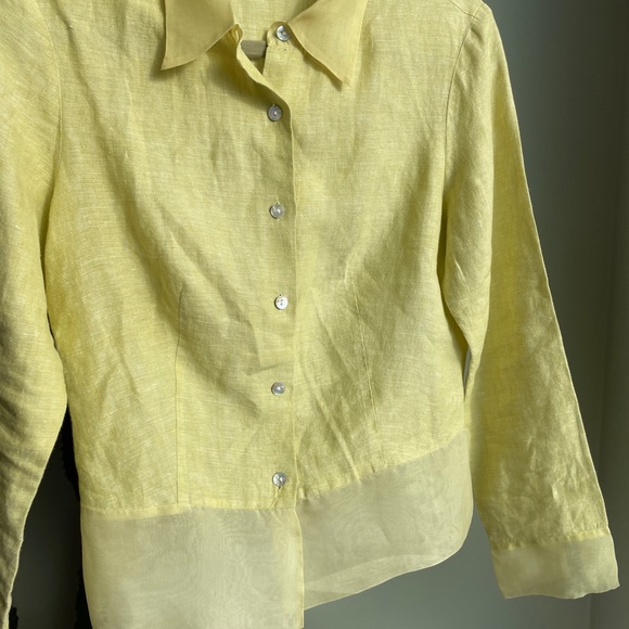 SOLD ON DEPOP Y2K Yellow Green Linen Button Up - Picture 5 of 7